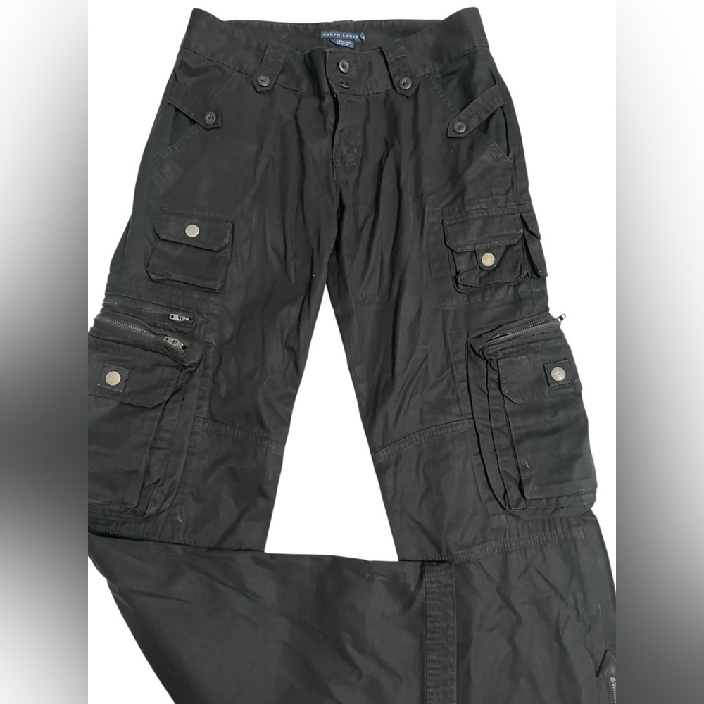 Vintage Ralph Lauren Black Low Rise Cargo Pants Sz 4 - Picture 4 of 10